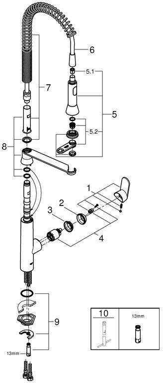 GROHE K7 Einhand-Spültischbatterie mit Profibrause, Chrom, 140° schwenkbar