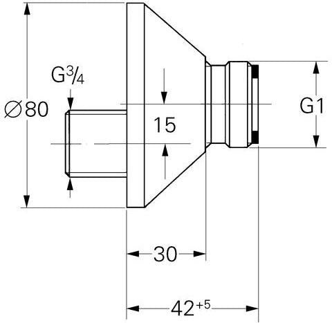 GROHE S-Anschluss 12003 – 3/4" x 1" mit 15 mm Verstellbarkeit und LongLife Chrom