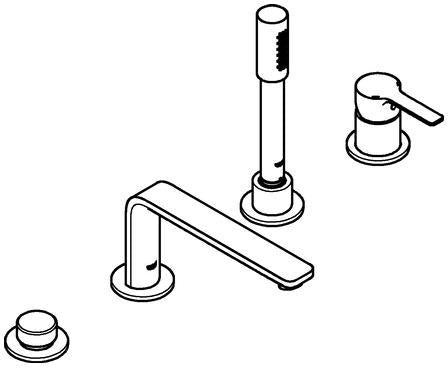 GROHE Lineare 4-Loch-Einhand-Wannenkombination Chrom – mit Temperaturbegrenzer & Umstellung Wanne/Brause