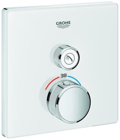 GROHE Grohtherm SmartControl Unterputz-Thermostat 1 Absperrventil moon white eckig
