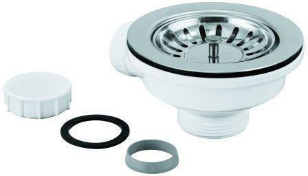 GROHE Ablaufgarnitur 42589_1 für Einbauspülen – Edelstahl mit Stopfen und Siebkorbeinsatz