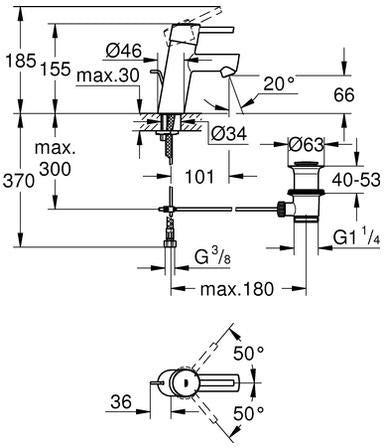 GROHE Concetto Einhand-Waschtischbatterie mit Zugstangen-Ablaufgarnitur, chrom – SilkMove Technologie