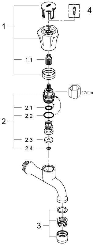 GROHE Costa Auslaufventil DN15 Wandmontage – verchromt, wärmeisolierte Metallgriffe, Mousseur