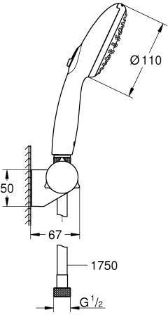 GROHE Tempesta 110 Wandhalterset – 2 Strahlarten, EcoJoy, 7,4 l/min, Chrom