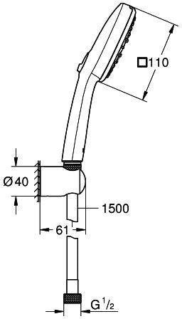 GROHE Tempesta Cube 110 Wandhalterset mit 3 Strahlarten und 7,4 l/min in Chrom