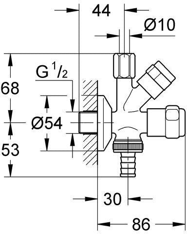 GROHE WAS-Kombieckventil 41073 DN15 mit Rückflussverhinderer – Chrom, Messing, keramisches Oberteil
