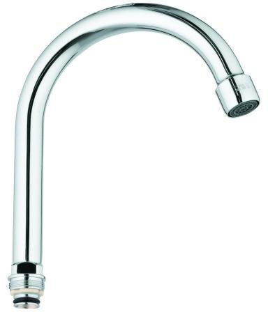 GROHE Auslauf 13219 chrom – C-Auslauf mit Schaumstrahldüse, drehbar, Messing verchromt