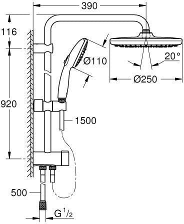 GROHE Tempesta 250 Duschsystem mit Umstellung Chrom – Kopf- und Handbrause