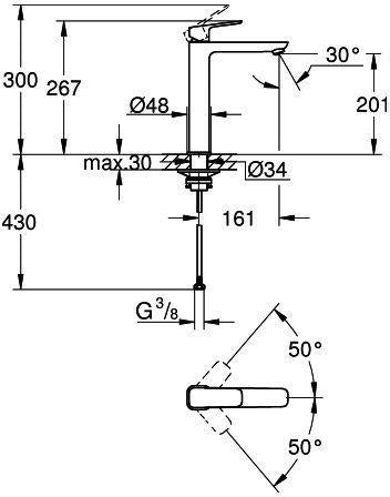 GROHE Cubeo Einhand-Waschtischbatterie XL-Size glatter Körper chrom