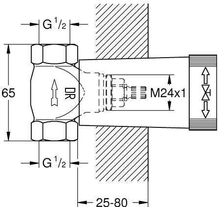 GROHE UP-Ventil-Unterteil 1/2 Zoll vormontiertes Oberteil kurze Spindel Messing