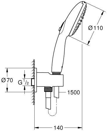 GROHE Tempesta 110 Wandhalterset – 2 Strahlarten, 7,4 l/min, Chrom