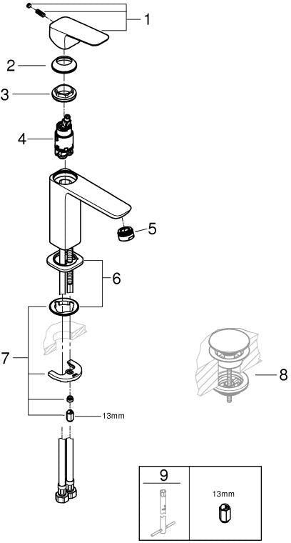 GROHE Cubeo Einhand-Waschtischbatterie M-Size Chrom – SilkMove & EcoJoy