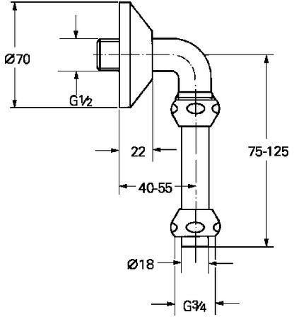 GROHE Abgangsbogen 12011 mit Quetschverschraubungen 1/2" x 3/4" in Chrom