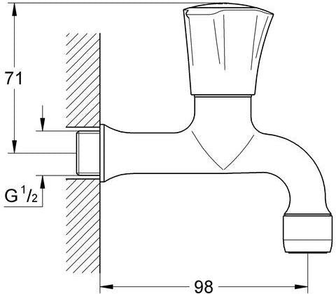 GROHE Costa Auslaufventil DN15 Wandmontage – verchromt, wärmeisolierte Metallgriffe, Mousseur