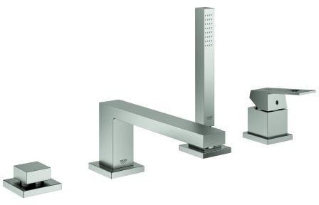 GROHE Eurocube 4-Loch-Einhand-Wannenkombination – Chrom, 252 mm, mit Handbrause Euphoria Cube+