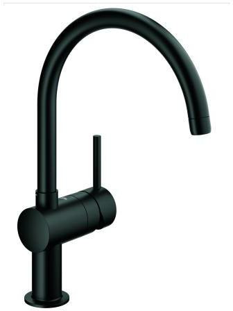 GROHE Minta Einhand-Spültischbatterie hard graphite gebürstet – C-Auslauf, schwenkbar, SilkMove