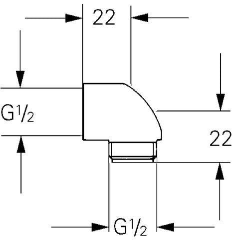 GROHE Brauseabgangswinkel 45304 1/2 Zoll für Wannenbatterie – Chrom, LongLife Oberfläche