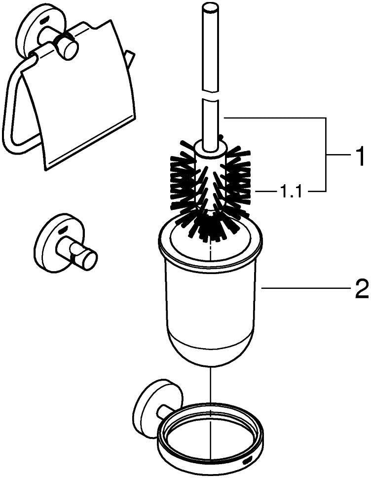 GROHE Essentials WC-Set 3-in-1 Chrom – Toilettenbürstengarnitur, Bademantelhaken & WC-Papierhalter