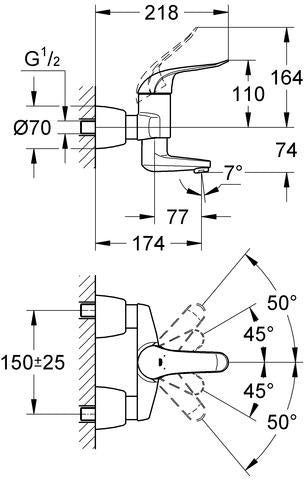 GROHE Euroeco Special Einhand-Waschtischbatterie 174 mm Ausladung, chrom, mit Temperaturbegrenzer