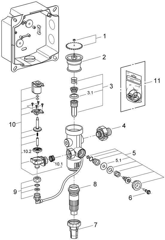 GROHE WC-Druckspüler 37048 Wandeinbau DN20 mit Anschluss für Magnetventil