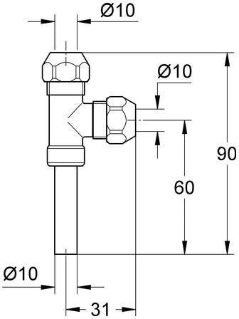 GROHE WAS-T-Abzweigstück 41007 DN10 für Eckventile – Eggemann Serie, Chrom