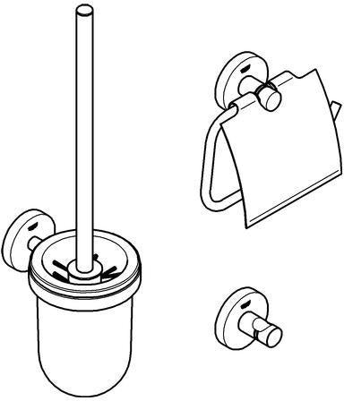 GROHE Essentials WC-Set 3-in-1 Chrom – Toilettenbürstengarnitur, Bademantelhaken & WC-Papierhalter