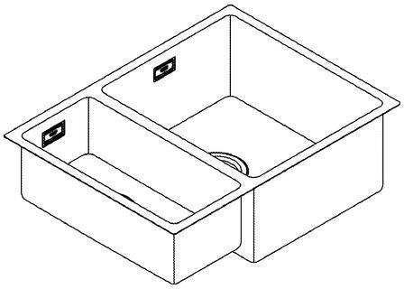 GROHE K700 Unterbau-Edelstahlspüle 1,5 Becken 595 x 450 mm, Einbau rechts – satin finish