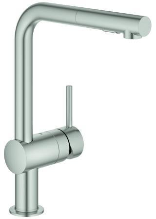 GROHE Minta Einhand-Spültischbatterie L-Auslauf mit ausziehbarer Spülbrause hard graphite