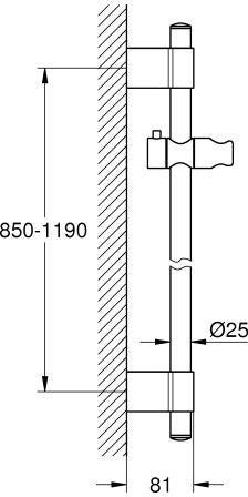 GROHE Rainshower Brausestange 1150 mm Metall Chrom mit Gleiter und FastFixation Plus