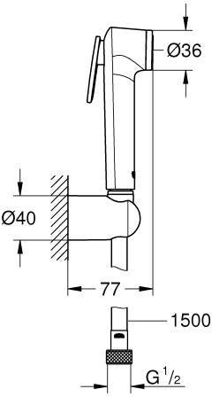 GROHE Tempesta-F Trigger Spray 30 Wandhalterset mit Handbrause, 8 l/min, 1500 mm Schlauch, Chrom