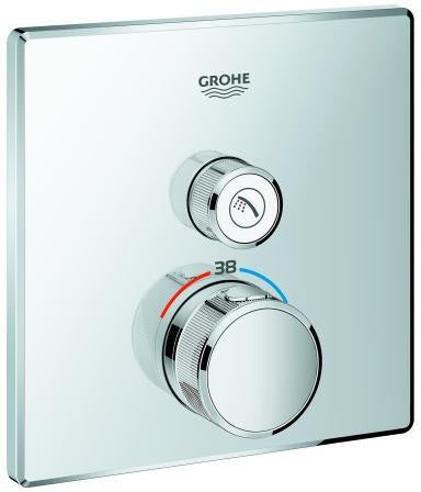 GROHE Grohtherm SmartControl Unterputz-Thermostat eckig mit 1 Absperrventil – Chrom
