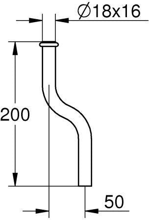 GROHE Urinal-Spülrohr 37040 – 200 mm, 18 mm, Messing, Kröpfung 50 mm, chrom
