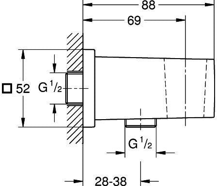 GROHE Euphoria Cube Wandanschlussbogen 26370 mit Wandbrausehalter, Chrom