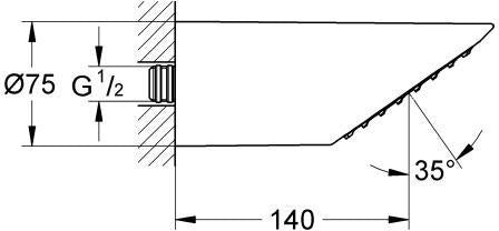 GROHE Kopfbrause Rainshower Aqua 75 – 1 Strahlart, Chrom, Antikalksystem, 12 l/min