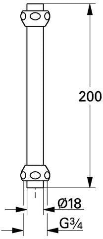 GROHE Verlängerungsrohr 45058 18x200 mm – Chrom, mit Quetschverschraubung 3/4''