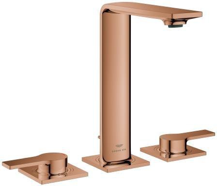 GROHE Allure 3-Loch-Waschtischbatterie cool sunrise gebürstet mit Zugstangen-Ablaufgarnitur