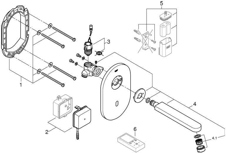 GROHE Eurosmart CE Infrarot-Elektronikbatterie für Waschtisch, Wandmontage, Edelstahl, 172 mm Auslauf, 230 V