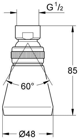 GROHE Relexa Plus 50 Kopfbrause mit Kugelgelenk, 1/2 Zoll, Chrom, 1 Strahlart, Antikalk