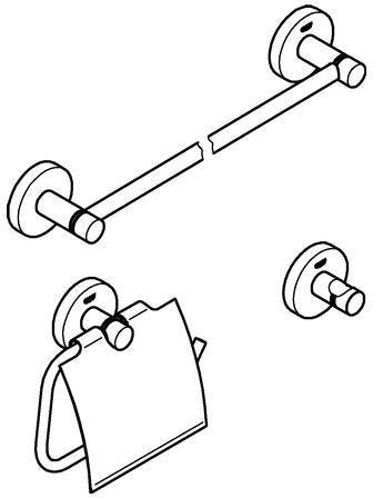 GROHE Essentials 3-in-1 Bad-Accessoire Set: Handtuchhalter, Bademantelhaken & WC-Papierhalter, Chrom