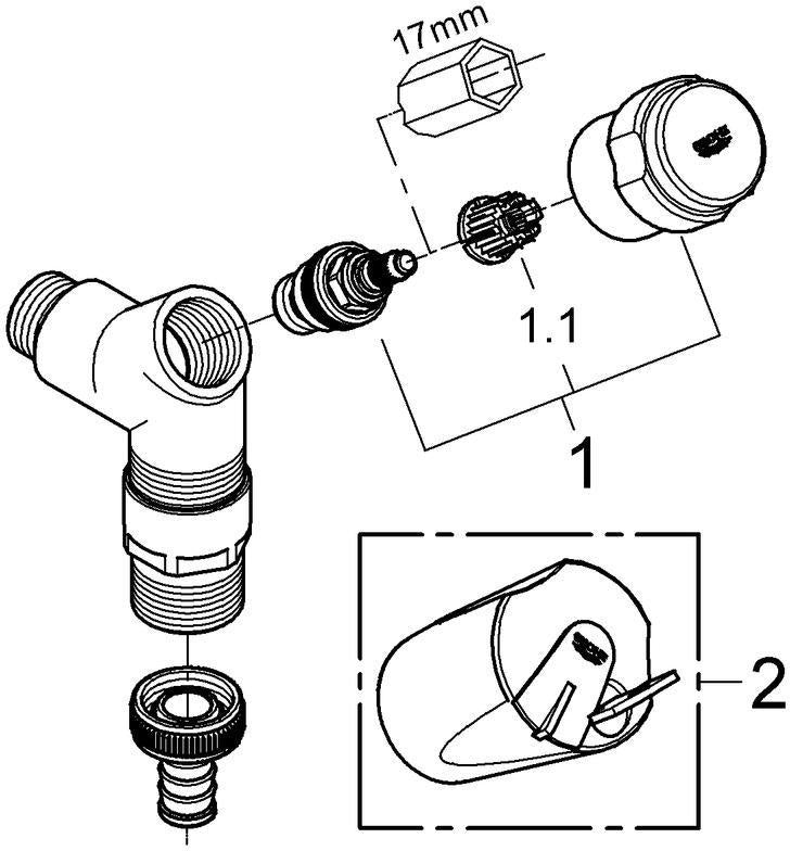 GROHE Waschmaschinen-Anschlussventil 41010 DN15 Schrägsitz mit Rückflussverhinderer – Chrom