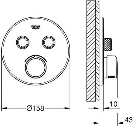 GROHE SmartControl Unterputzmischer 29145 mit 2 Absperrventilen, rund, chrom