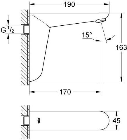 GROHE Euroeco CE Infrarot-Elektronik für Waschtisch-Wandarmatur, 6V Chrom, ohne Mischung