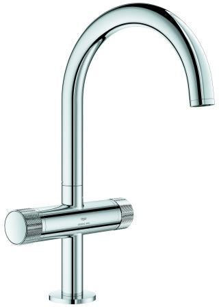 GROHE Atrio Private Collection Waschtisch-Einlochbatterie L-Size mit Knopfbetätigung und EcoJoy in Chrom