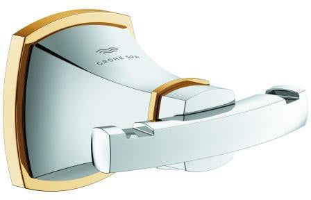 GROHE Bademantelhaken Grandera 40930 – Doppelhaken, Chrom, verdeckte Befestigung