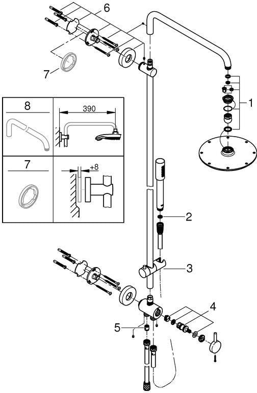 GROHE Rainshower System 210 Duschsystem mit Umstellung Kopf- und Handbrause chrom