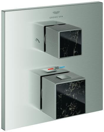 GROHE Allure Brilliant Thermostat-Brausebatterie Fertigmontageset Chrom Vanilla Noir Griffe