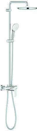 GROHE Tempesta System 250 Duschsystem mit Einhandmischer – Chrom, 250 mm Kopfbrause, Handbrause, EcoJoy