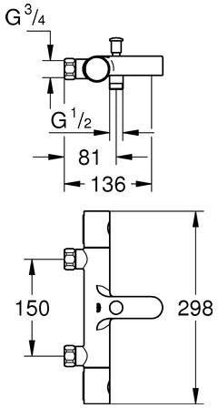 GROHE Grohtherm 800 Cosmopolitan Thermostat-Wannenbatterie ohne Anschlüsse chrom – SafeStop & TurboStat