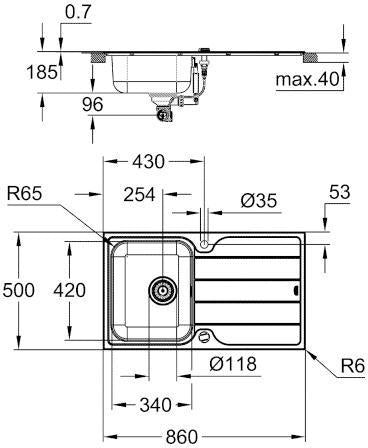 GROHE Spülen-Bundle K500 Edelstahlspüle mit Minta SPT-Batterie chrom – Küchen-Set