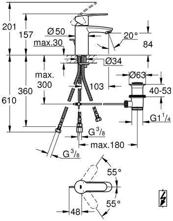 GROHE Eurostyle Cosmopolitan Einhand-Waschtischbatterie Niederdruck Chrom – mit Zugstangen-Ablaufgarnitur